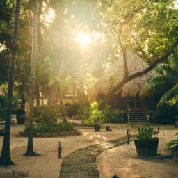 the path to a Garden View Cottage at Turtle Inn, Belize