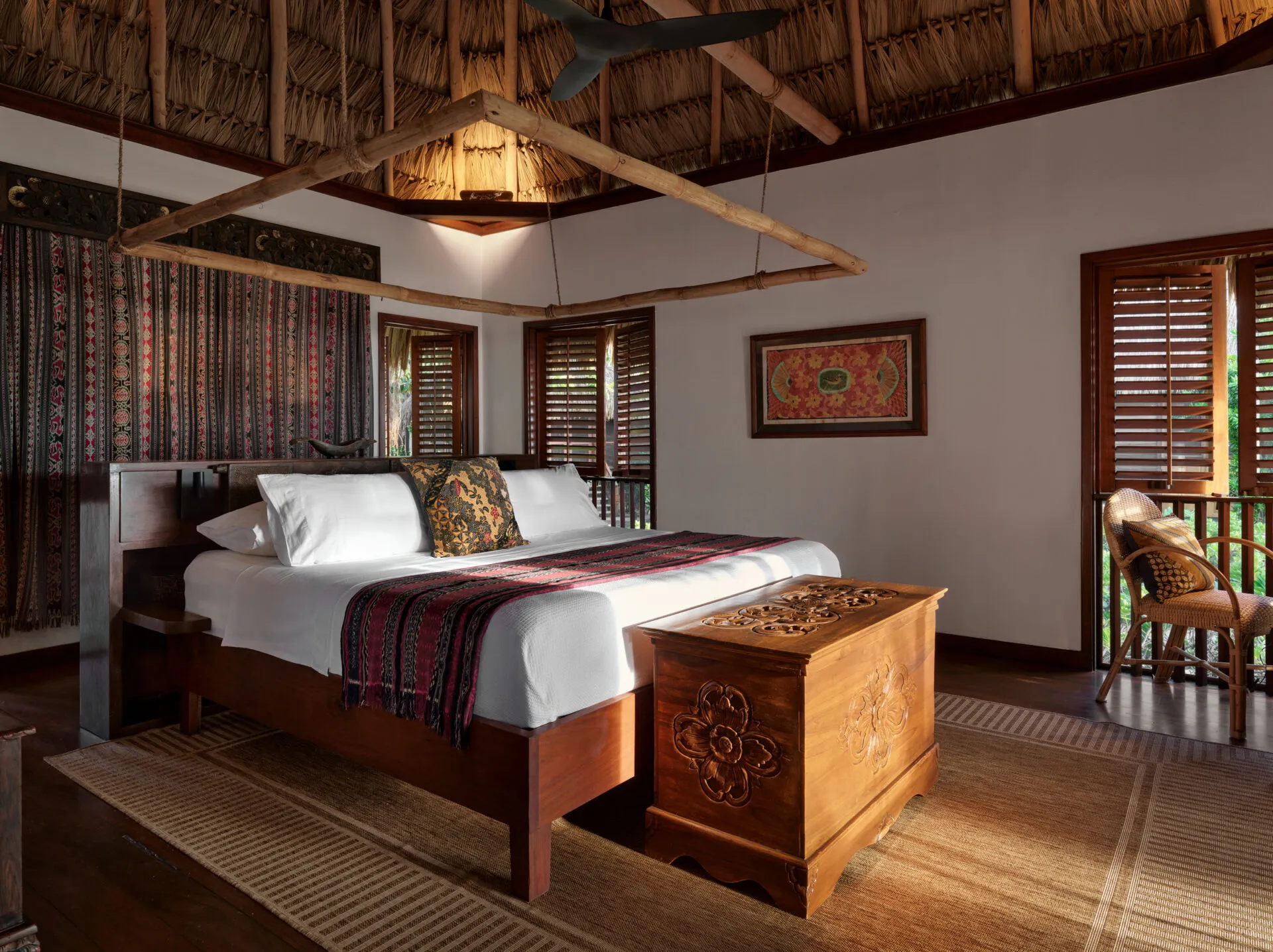 Villa bedroom at Turtle Inn, Belize