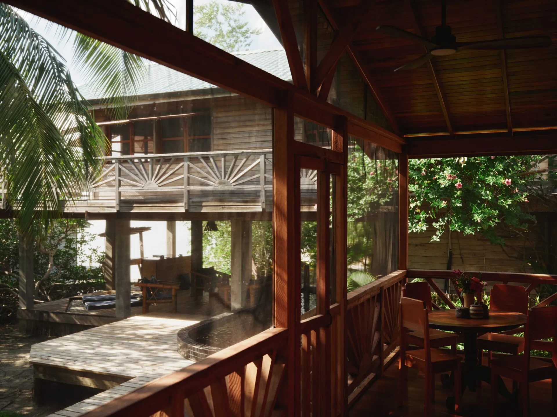 The view from the screened in porch on the addition to Roman's Lagoon Bungalow at Turtle Inn