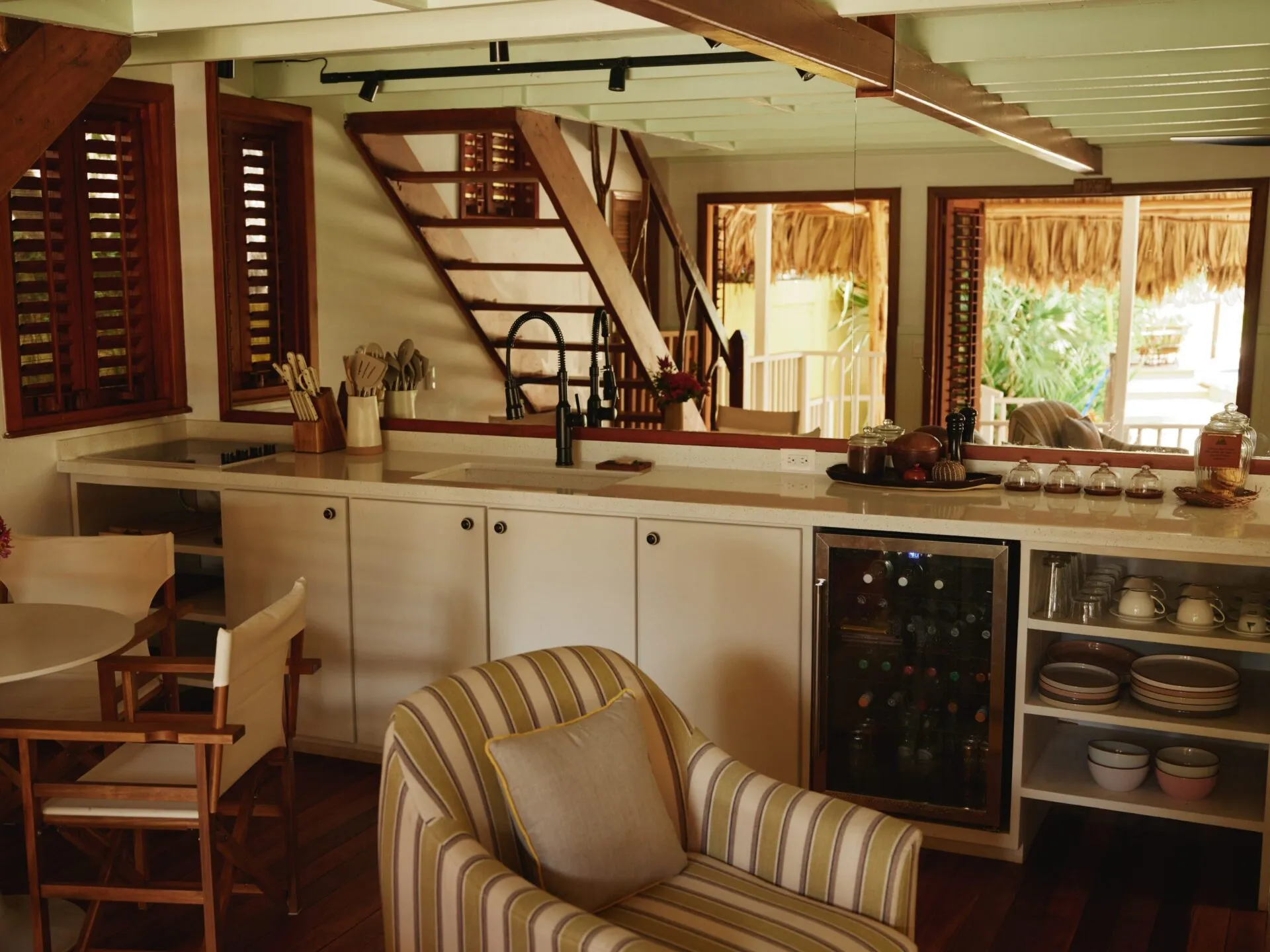 interior of Starfish cottage at turtle inn, placencia, belize