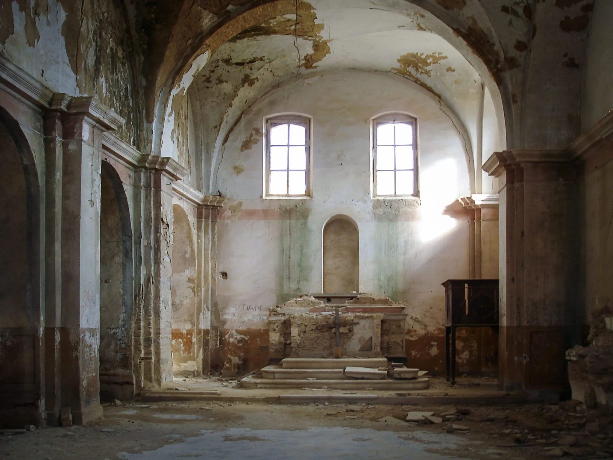 Ruins of a church interior at Craco