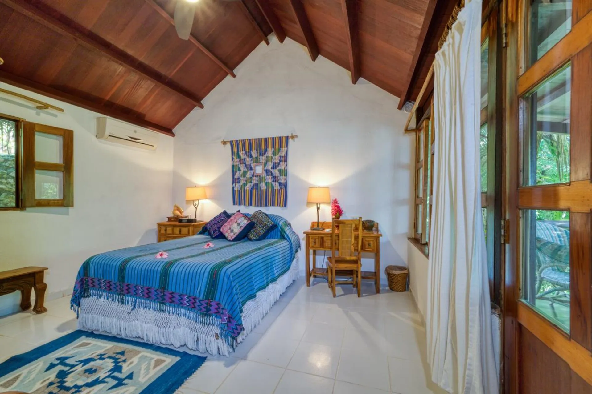 A bedroom in the Rainforest Casitas.