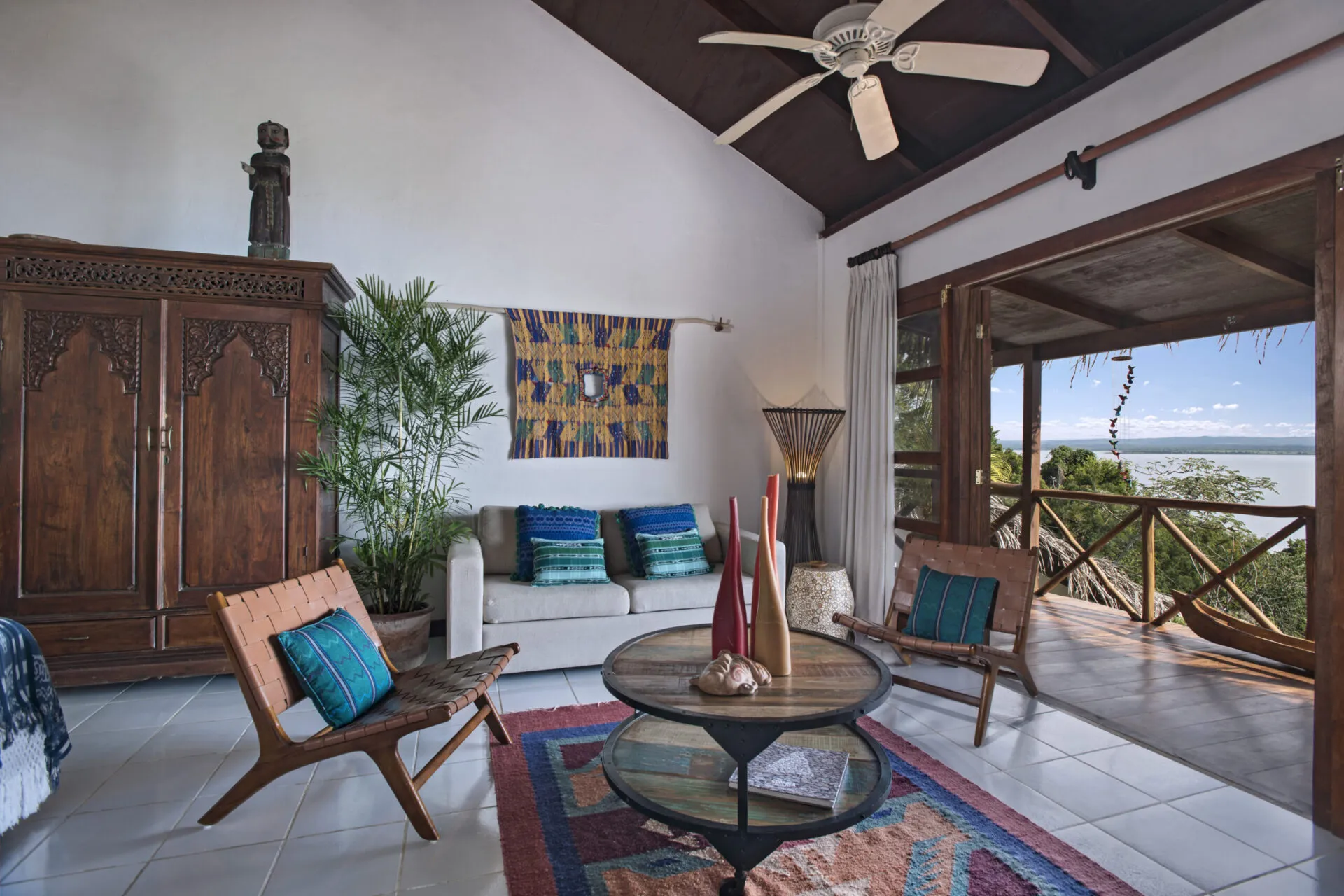 A view of the living area in a Lakeview Suite at La Lancha.