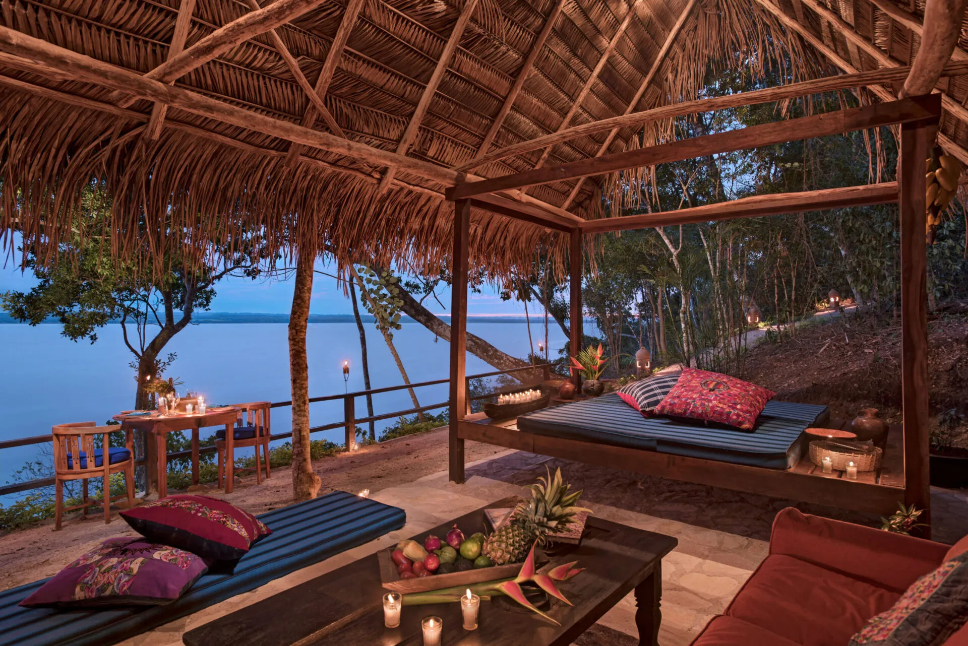 An outdoor view of Mirador at twilight.