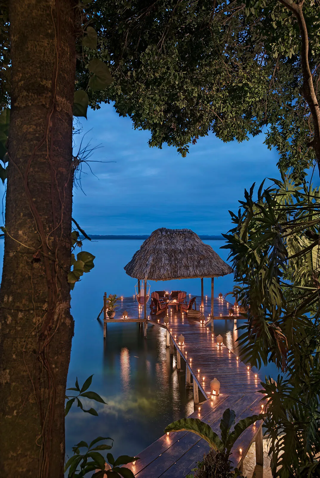 The dock at La Lancha at twilight.