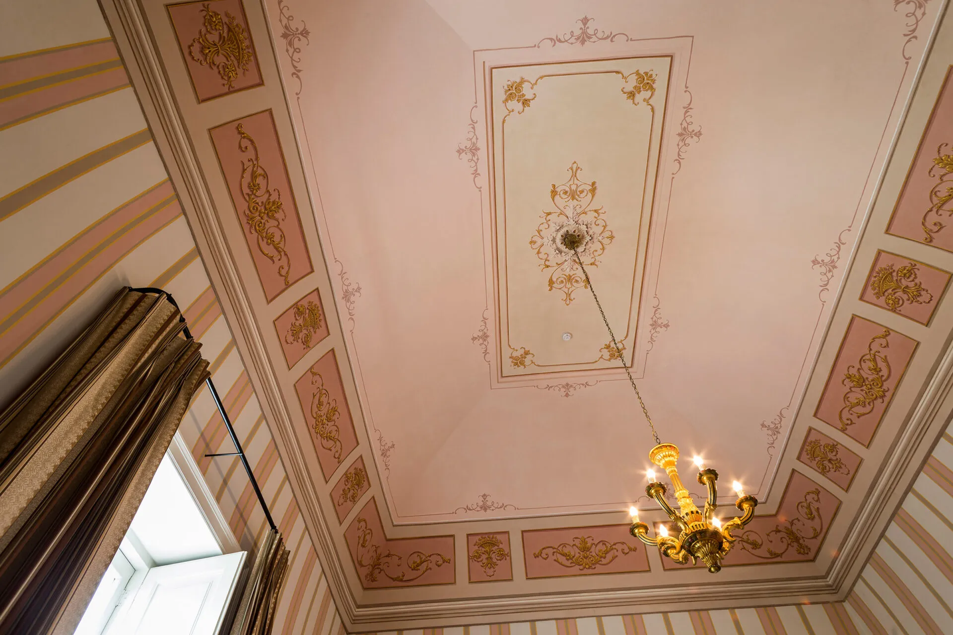 Pink, decorative arched ceiling