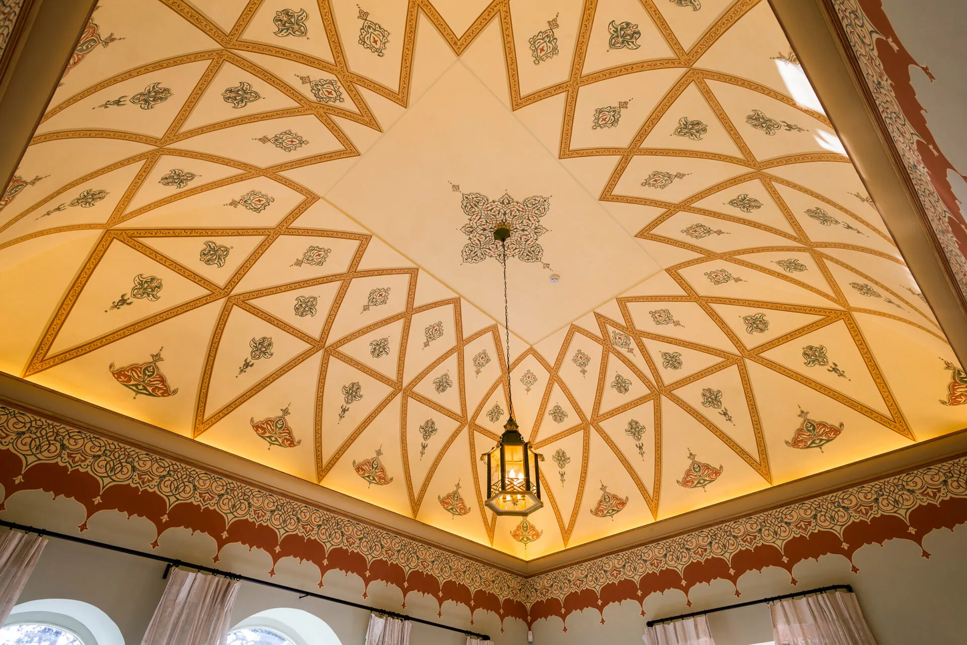 Painted, domed ceiling in suite nine