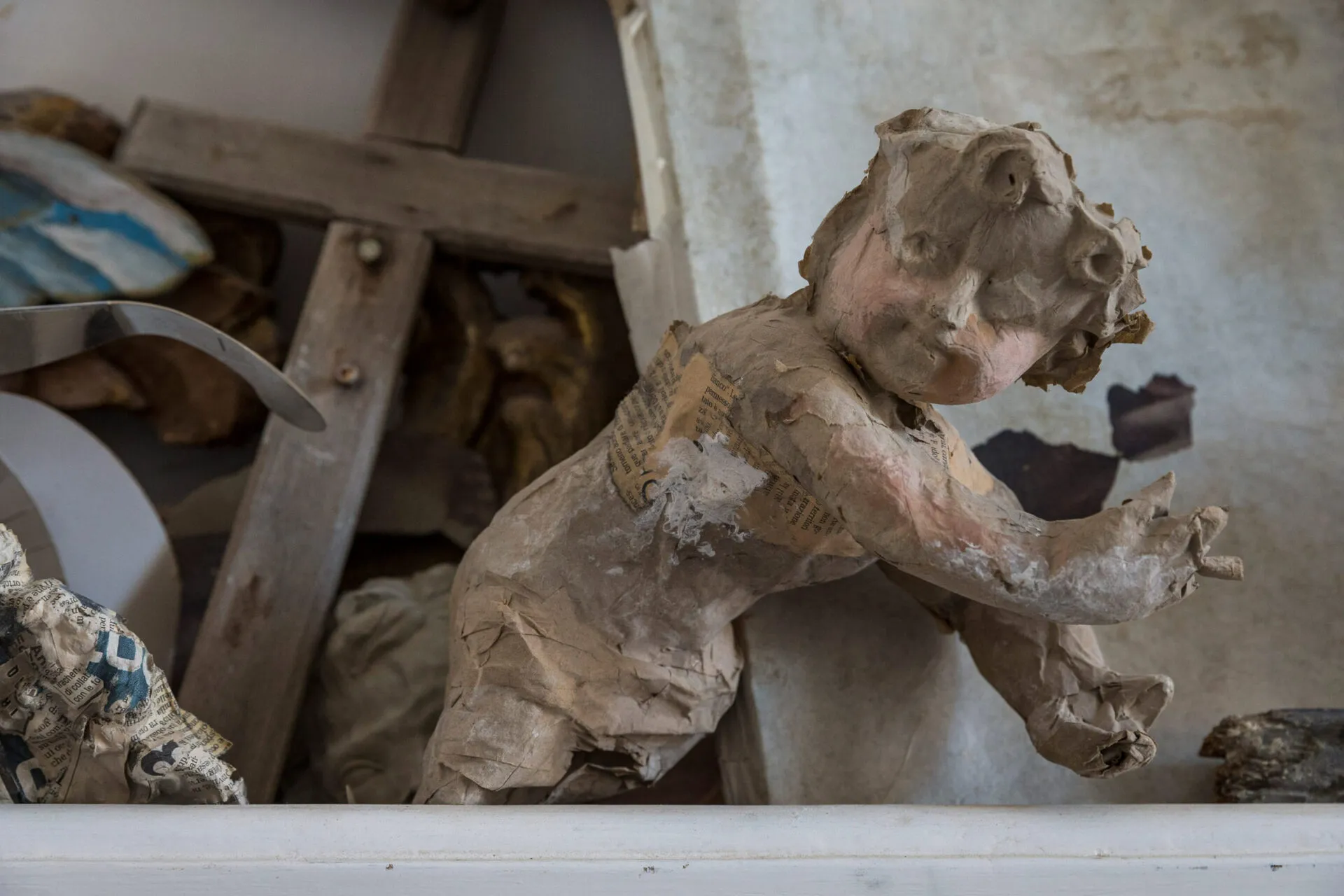 closeup of baby angel statue