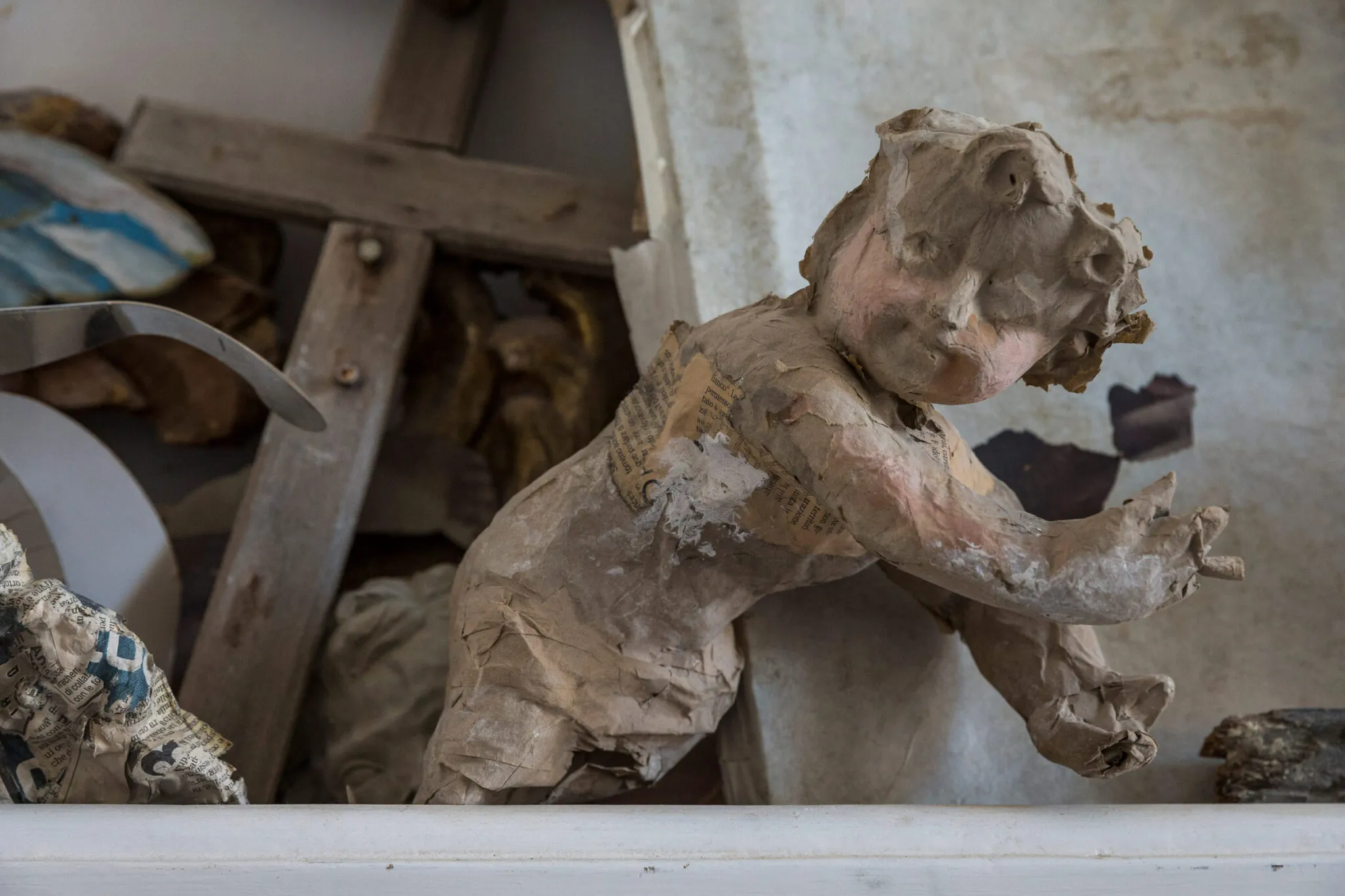 closeup of baby angel statue