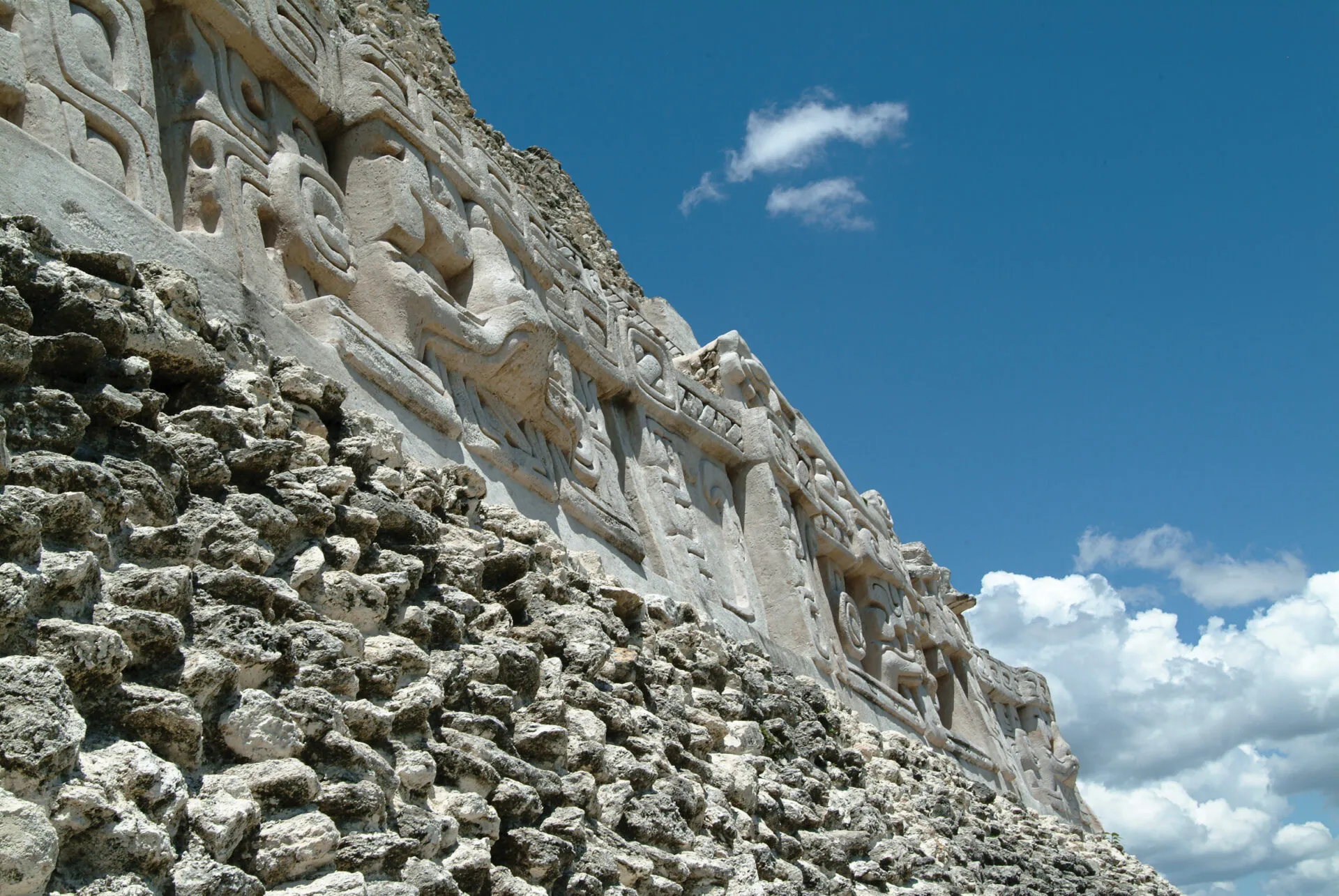 Carvings on the side of the ruins