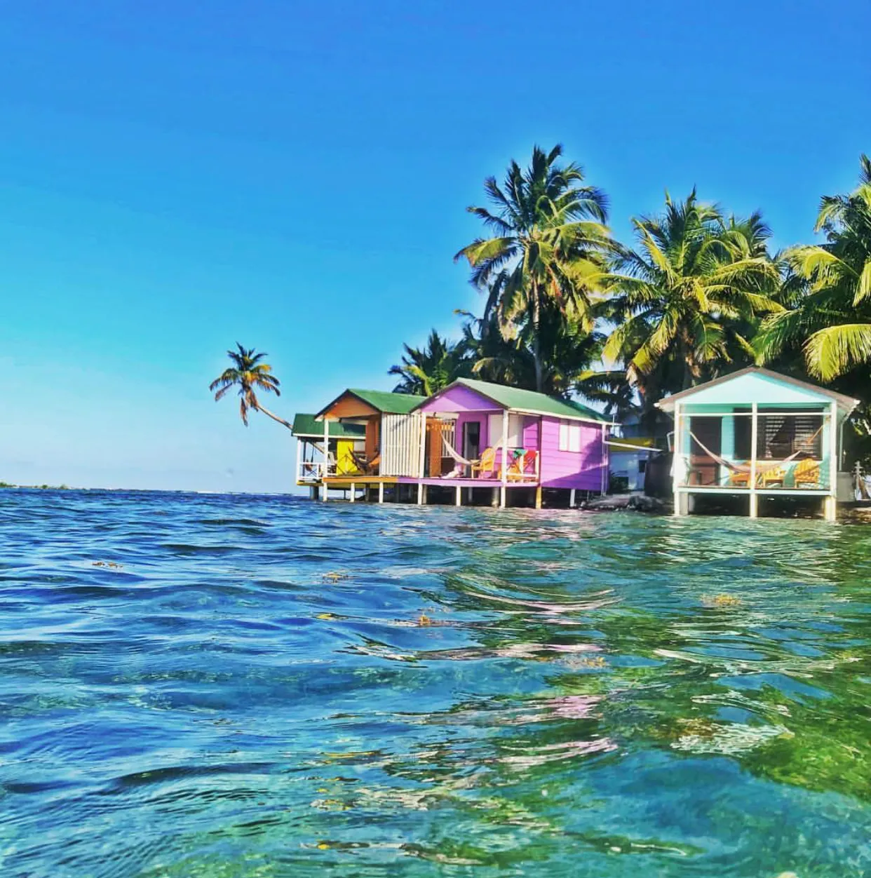 Colorful buildings on Tobacco Caye