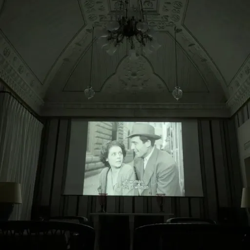 The salon at Palazzo Margherita, a common space for cinema, card games and cocktails